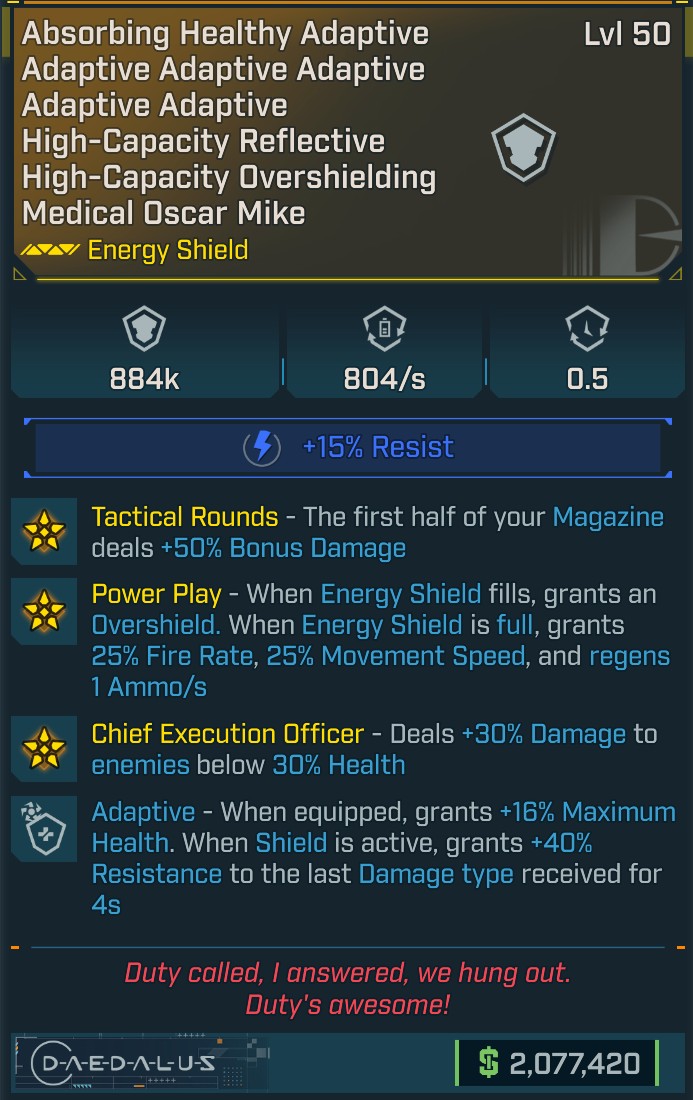 BL4 Shield L50 Modded Legendary Energy Shield 884K Capacity