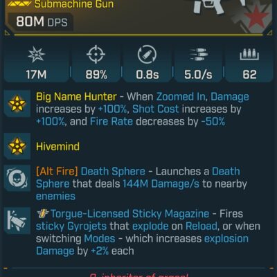 BL4 Birt's Bees L50 Modded Legendary SMG