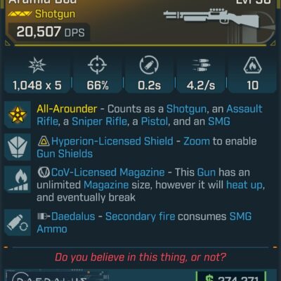 BL4 Bod L50 Modded Legendary Shotgun