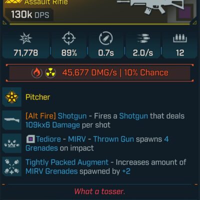 BL4 Chuck L50 Modded Legendary Assault Rifle 130K DPS