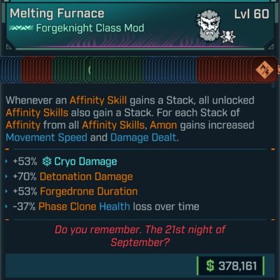 BL4 Forgeknight Amon L60 modded pearlescent max all skills class mod