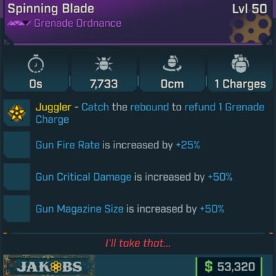 BL4 Spinning Blade L50 Modded Epic Grenade Ordnance