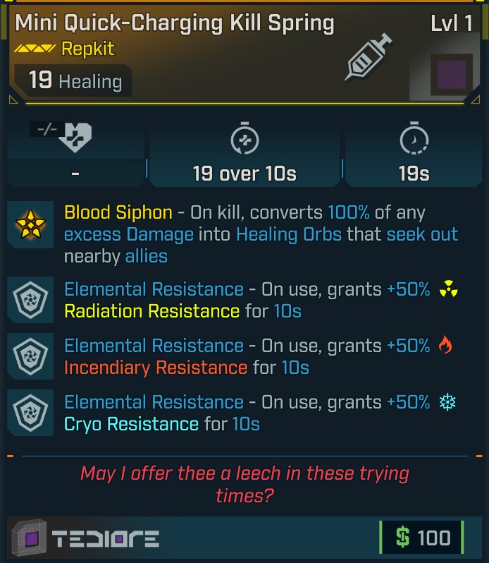 BL4 Kill Spring L1 Modded Legendary Repkit