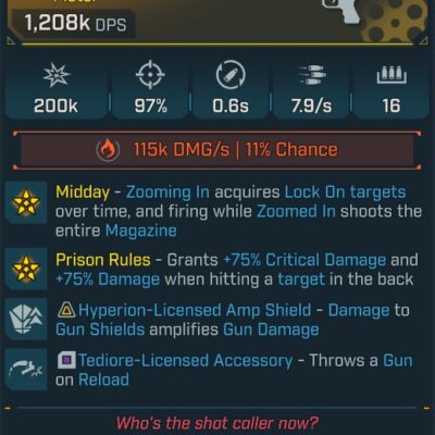 BL4 Phantom Flame L1 Modded Legendary Pistol