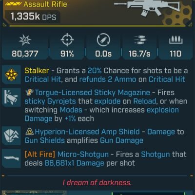 BL4 Rowan’s Charge L50 Modded Legendary Assault Rifle