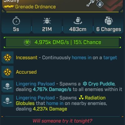 BL4 Skully L50 Modded Halloween Exclusive Grenade Ordnance