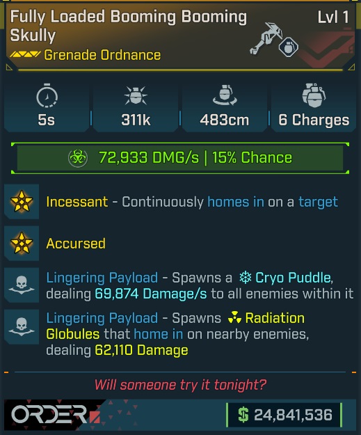BL4 Skully L1 Modded Halloween Exclusive Grenade Ordnance