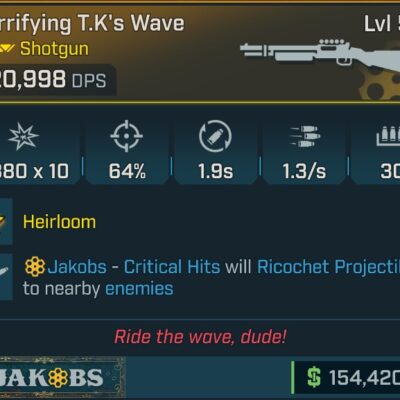 Borderlands 4 T.K’s Wave L50 Modded Legendary Shotgun