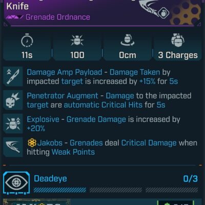 BL4 Penetrator Throwing Knife L1 Modded Epic Grenade Ordnance