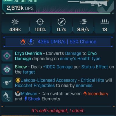 BL4 Conflux L60 modded pearlescent sniper rifle
