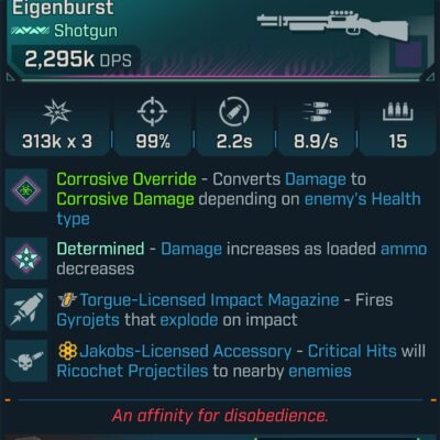 BL4 Eigenburst L60 modded pearlescent corrosive shotgun