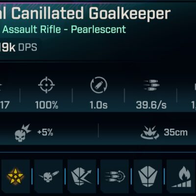 BL4 Goalkeeper L60 modded Pearlescent Assault Rifle secondary stats image showing parts and bonuses