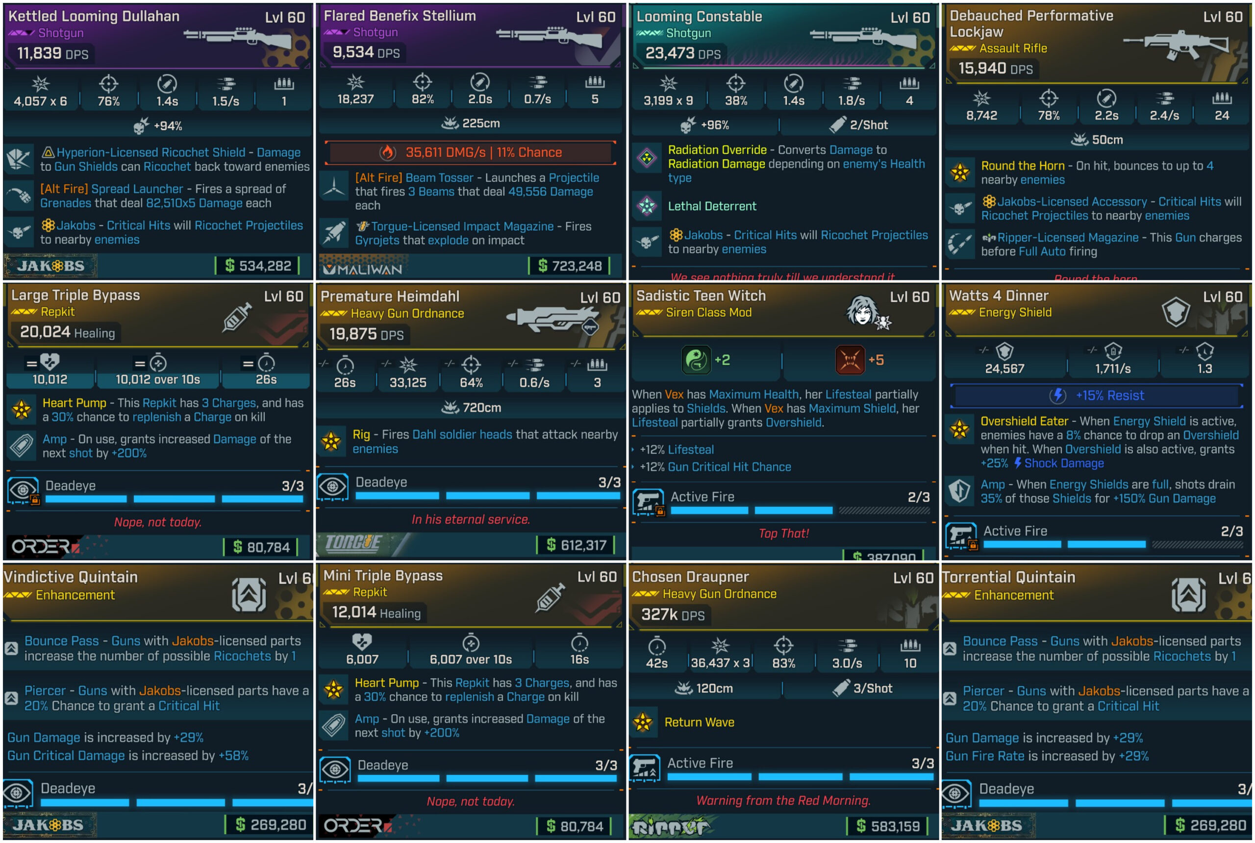 Ricochet Witch Vex God Roll Build with 12 Level 60 items